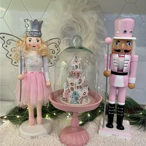 Pastel Pink Gingerbread House on Pedestal
